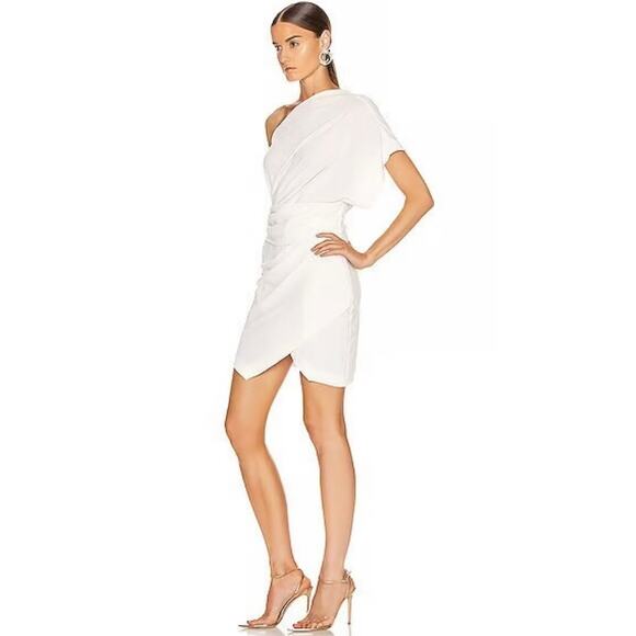 New IRO Ferila One Shoulder Chalk White Mini Cocktail Dress Structural Size 36 4 - Picture 2 of 11